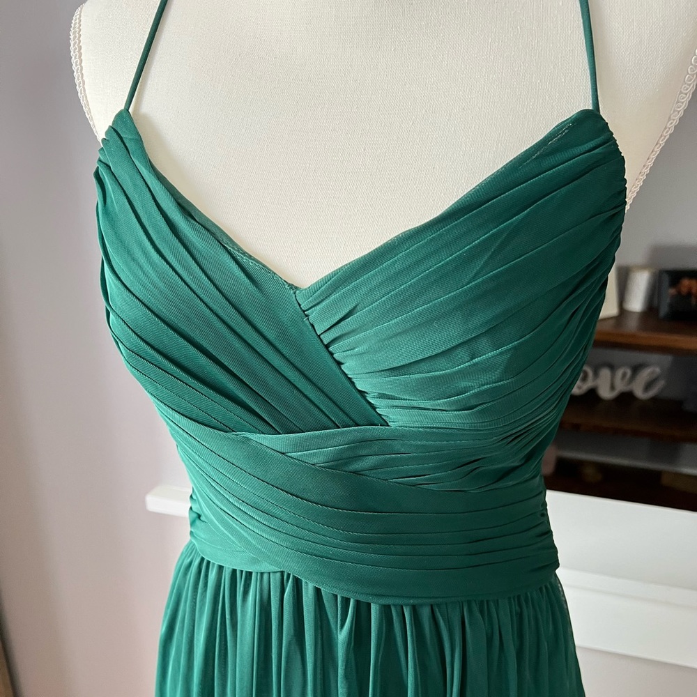 David’s Bridal bridesmaids dress in Juniper